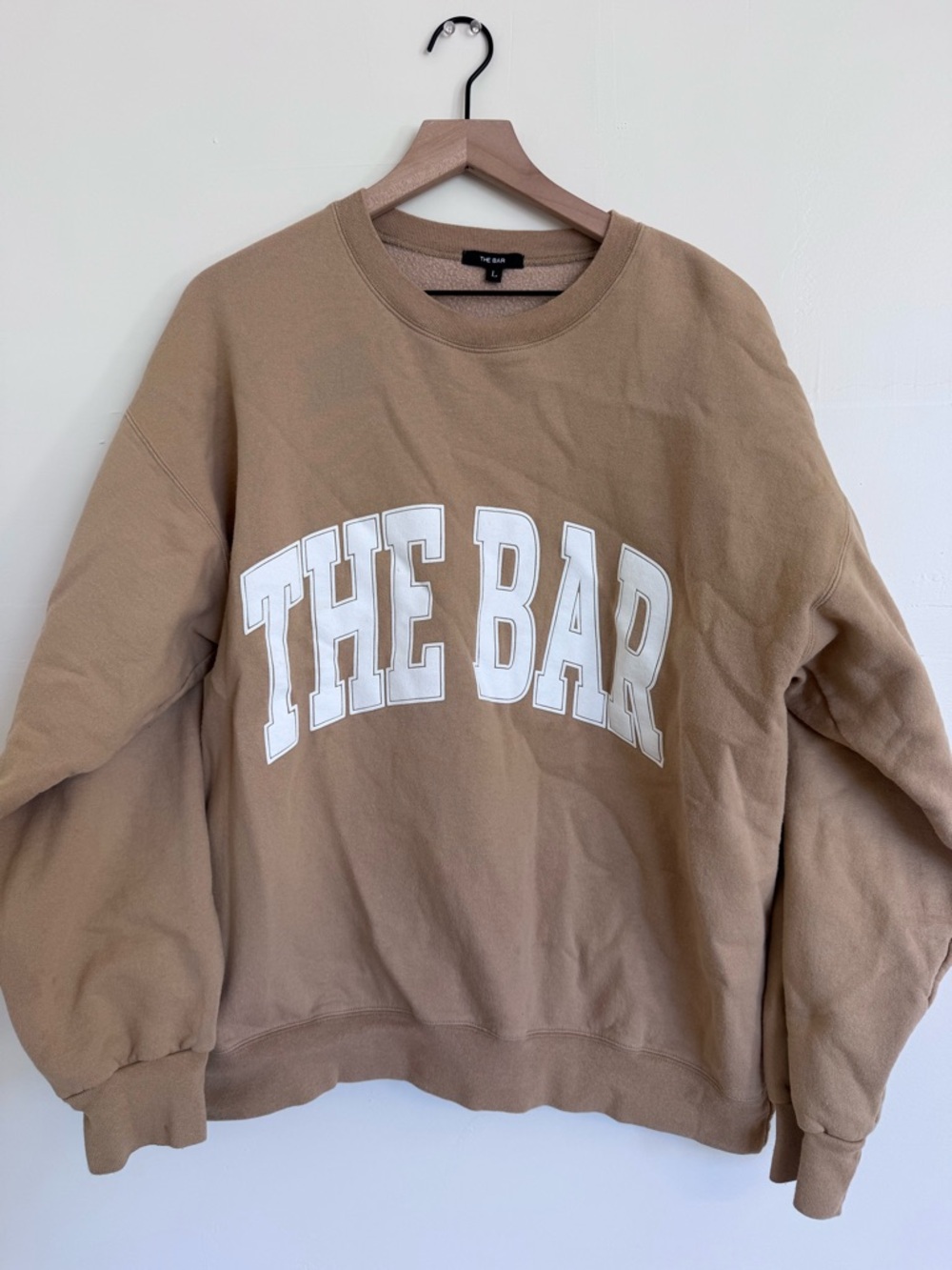 The Bar Tan Crewneck Sweatshirt with White Arch Logo - Picture 2 of 3